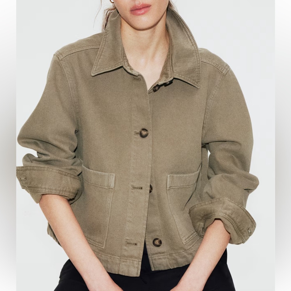 NWT! H&M Denim Jacket — Khaki Green, XL